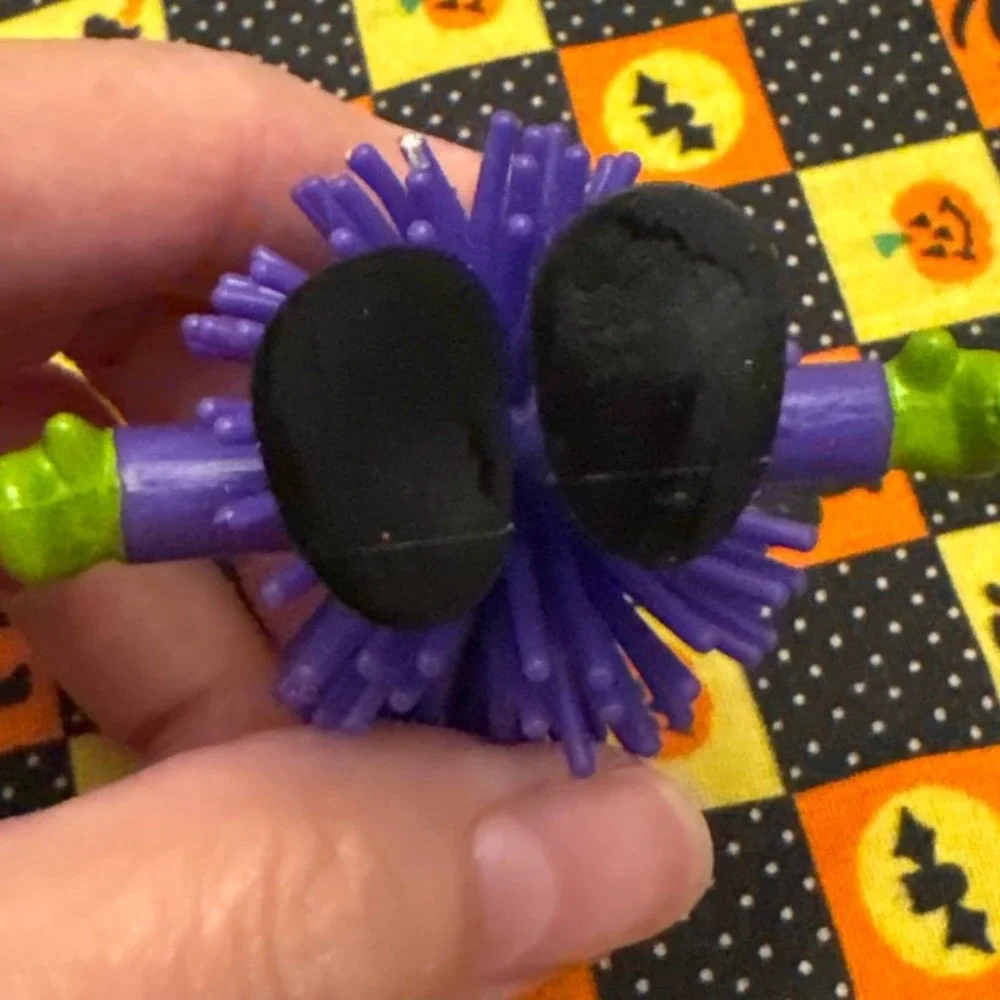 Vintage Halloween Witch Figure Toy Purple Spiky Hair Decoration Decor Koosh Ball
